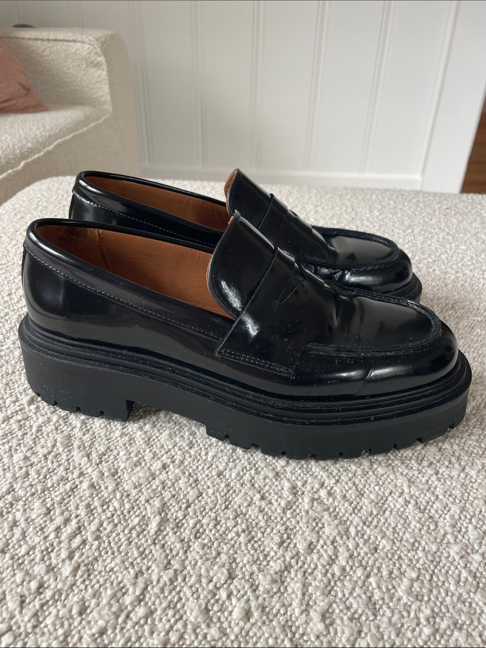 Thursday Boot Company Black Platform Leather Penny Loafers